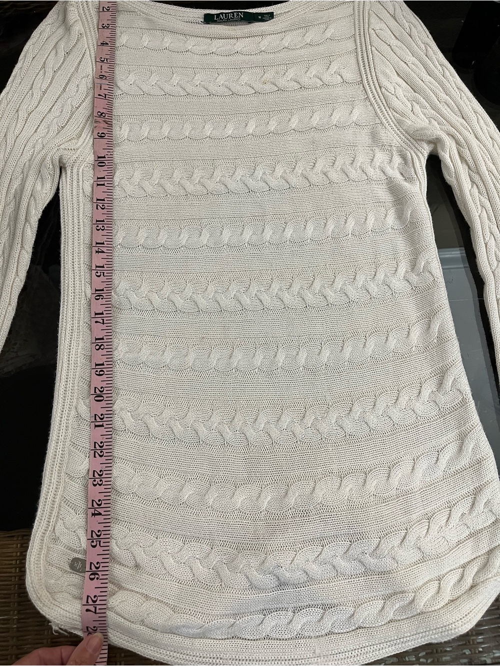 Ralph Lauren Cream Boatneck Cable Knit Sweater - Picture 5 of 7